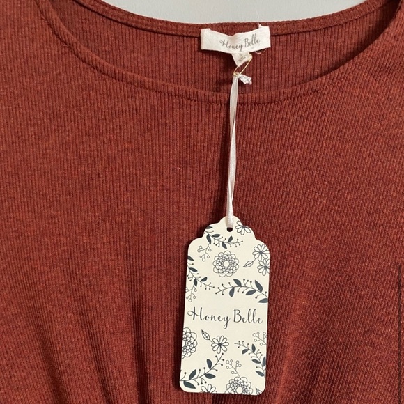 NWT Honey Belle rust coloured tie front accent dress - Picture 5 of 8